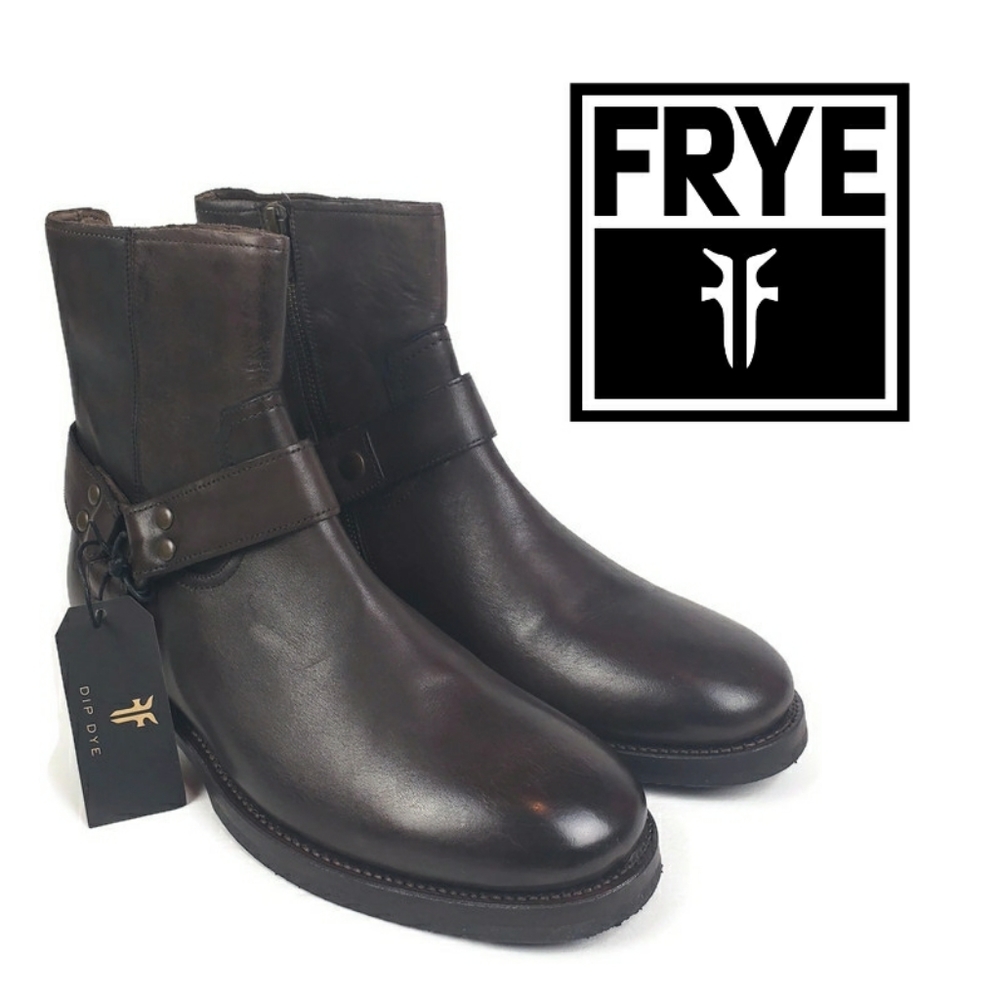 FRYE John Addison Harness Leather Boot Sz 8